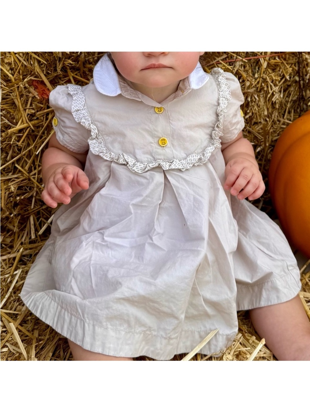 Fendi Cream Baby Dress with Yellow Buttons
